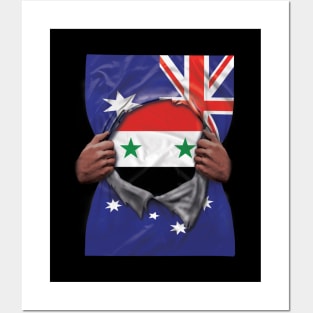 Syria Flag Australian Flag Ripped - Gift for Syrian From Syria Posters and Art